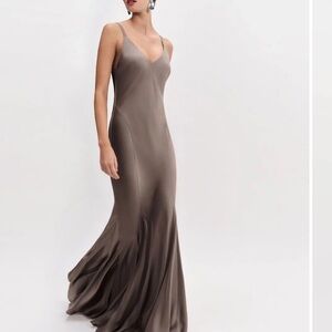 Reformation plum maxi satin dress